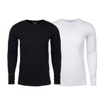 Soft Touch Comfort Fit Cotton Long Sleeve Shirts // Black + White // Pack of 2 (2XL)