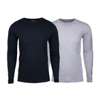 Soft Touch Comfort Fit Cotton Long Sleeve Shirts // Navy + Heather Gray // Pack of 2 (2XL)