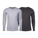 Soft Touch Comfort Fit Cotton Long Sleeve Shirts // Heather Gray + Heavy Metal // Pack of 2 (L)