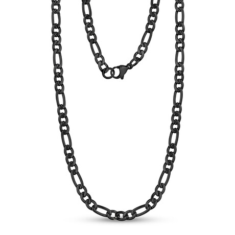 Steel Figaro Link Necklace // 5mm // Black Plated (18"L)