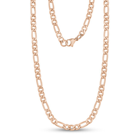 Steel Figaro Link Necklace // 5mm // Rose Gold Plated (18"L)