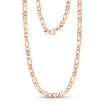 Steel Figaro Link Necklace // 5mm // Rose Gold Plated (18"L)