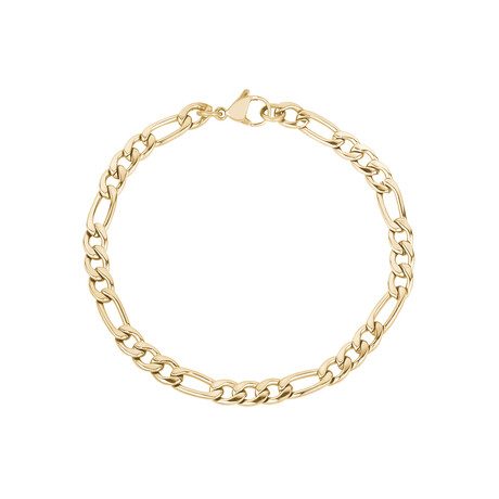 Steel Figaro Link Bracelet // 5mm // Gold Plated (6.5"L)