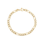 Steel Figaro Link Bracelet // 5mm // Gold Plated (6.5"L)