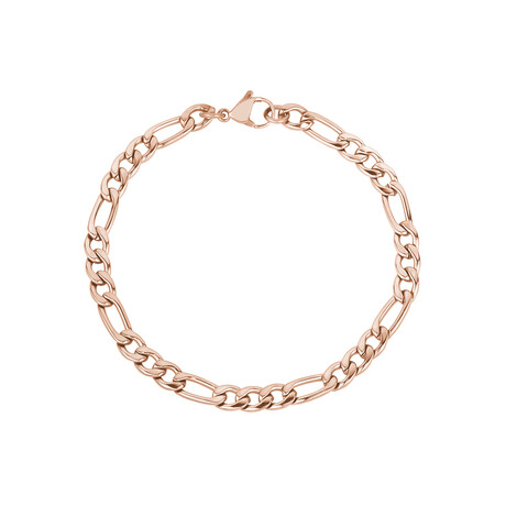 Steel Figaro Link Bracelet // 5mm // Rose Gold Plated (6.5"L)