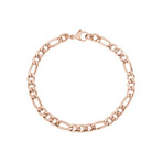 Steel Figaro Link Bracelet // 5mm // Rose Gold Plated (6.5"L)