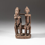 Genuine Dogon Wooden Statue // Seated Couple // V1