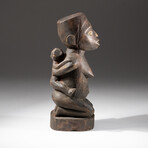 Genuine Wooden Woman + Child Sculpture // Phemba