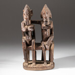 Genuine Dogon Wooden Statue // Seated Couple v.1