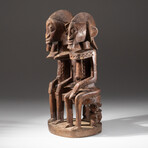 Genuine Dogon Wooden Statue // Seated Couple v.4