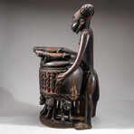 Genuine Wooden Statue of Figure with Offering Bowl // Large