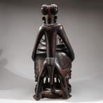 Genuine Wooden Statue of Figure with Offering Bowl // Large