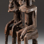 Genuine Dogon Wooden Statue // Seated Couple v.3