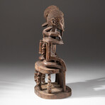 Genuine Dogon Wooden Statue // Seated Couple v.3