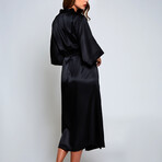 iCollection // Satin Long Robe // Black (Small)