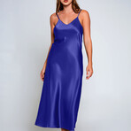 iCollection // Satin Pull Over Long Gown // Blue (Small)