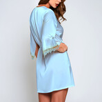 iCollection // Satin Robe + Gold Lace // Light Blue (Small)