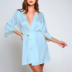 iCollection // Satin Robe + Gold Lace // Light Blue (Small)