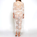 iCollection // Janey Lace Long Robe // White (Small)