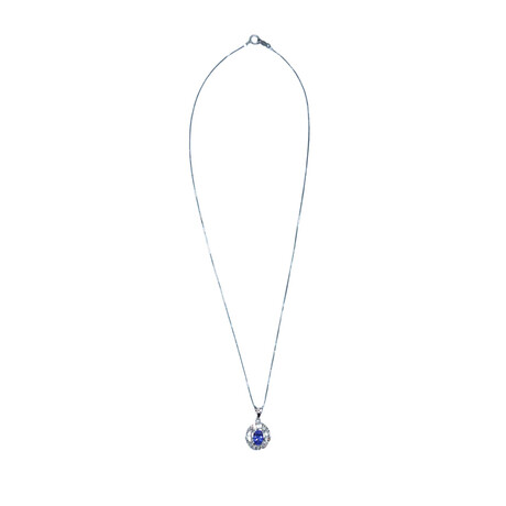 14k White Gold Diamond + Sapphire Necklace // 16" // Pre-Owned