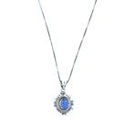 14k White Gold Diamond + Sapphire Necklace // 16" // Pre-Owned