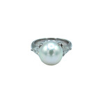 Platinum Diamond + Pearl Ring // Ring Size: 5.75 // Pre-Owned