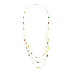 18k Yellow Gold Sapphire Three-Line Oval Necklace // 18" // Pre-Owned