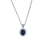 Platinum Diamond + Sapphire Necklace // 17" // Pre-Owned