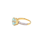 14k Yellow Gold Diamond + Blue Topaz Octagonal Ring // Ring Size: 6.75 // Pre-Owned