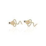 14k Yellow Gold Diamond Snake Stud Earrings // Pre-Owned