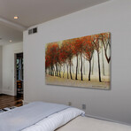 Row of Trees Red Print on Wrapped Canvas (12"W x 8"H x 1.5"D)