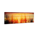 Fall Trees in the Sunset Print on Wrapped Canvas (15"W x 5"H x 1.5"D)
