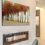 Row of Trees Red Print on Wrapped Canvas (12"W x 8"H x 1.5"D)