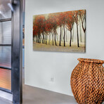 Row of Trees Red Print on Wrapped Canvas (12"W x 8"H x 1.5"D)