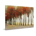 Row of Trees Red Print on Wrapped Canvas (12"W x 8"H x 1.5"D)