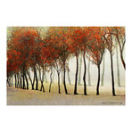 Row of Trees Red Print on Wrapped Canvas (12"W x 8"H x 1.5"D)