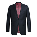 Double Button Slim Fit 2-Piece Wool Suit // Dark Navy (36R)