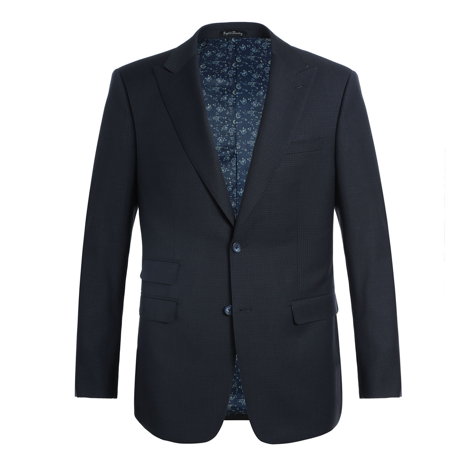 Double Button Check Slim Fit 3-Piece Wool Suit // Black (44L) - English ...