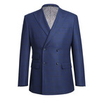 Slim Fit 2-Piece Windowpane Check Double-Breasted Wool Suit // Royal Blue (36R)