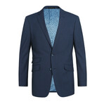 Slim Fit Double Button 2-Piece Wool Suit // Navy Plaid (36R)