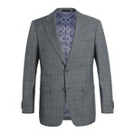 Double Button Check Slim Fit 3-Piece Wool Suit // Gray (36R)