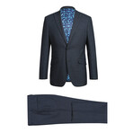 Slim Fit 3-Piece Windowpane Check Wool Suit // Dark Navy (36R)