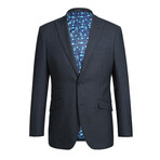 Slim Fit 3-Piece Windowpane Check Wool Suit // Dark Navy (36R)