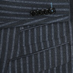 Slim Fit 3-Piece Notch Lapel Striped Wool-Blend Suit // Dark Gray (36R)