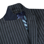 Slim Fit 3-Piece Notch Lapel Striped Wool-Blend Suit // Dark Gray (36R)