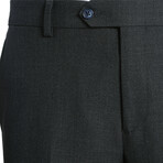 Plaid Double Button Slim Fit 2-Piece Wool Suit // Black (36R)