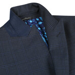 Slim Fit 3-Piece Windowpane Check Wool Suit // Dark Navy (36R)