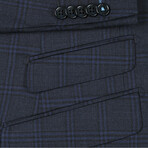 Slim Fit 3-Piece Windowpane Check Wool Suit // Dark Navy (36R)