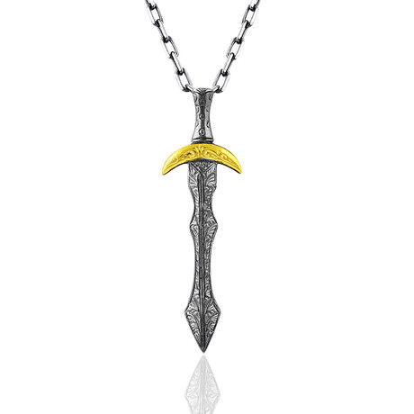 Ulfberht Sword Necklace // Silver + Gold (22")