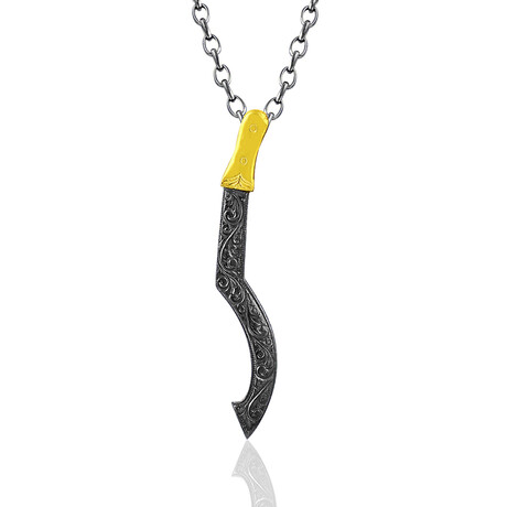 Sickle Necklace // Silver + Gold (22")